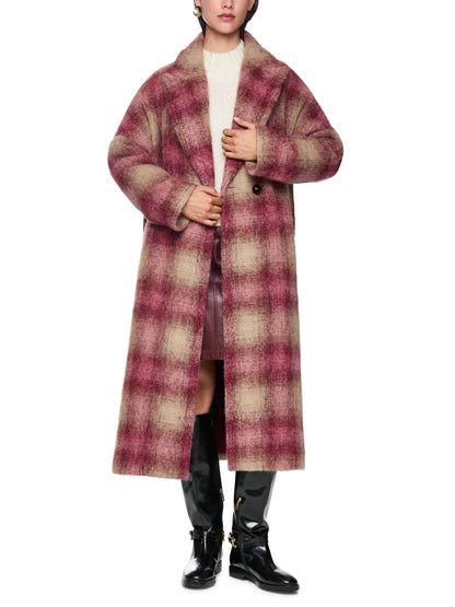 MAROON, PINK & BEIGE SOFT CHECKED COAT