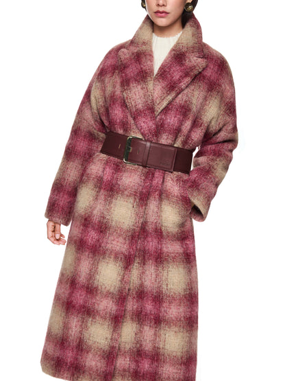MAROON, PINK & BEIGE SOFT CHECKED COAT