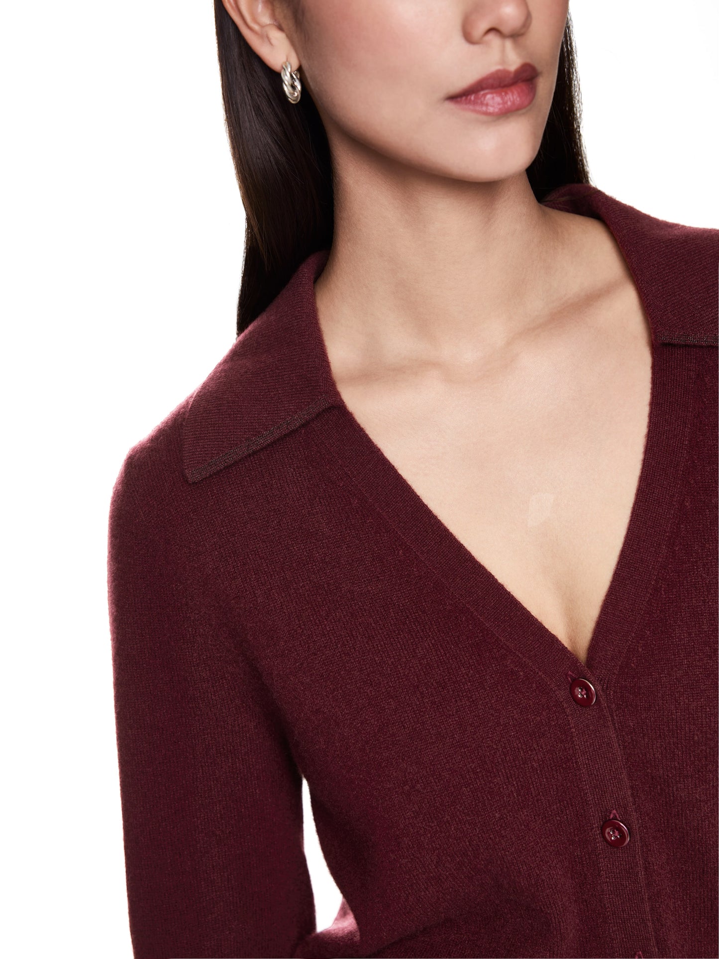 CASHMERE CROPPED CARDIGAN MAROON