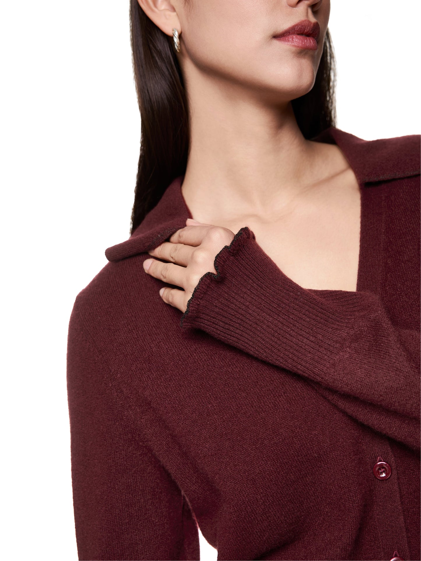 CASHMERE CROPPED CARDIGAN MAROON