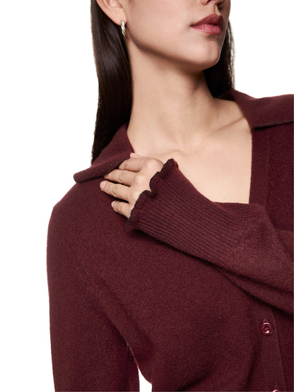 CASHMERE CROPPED CARDIGAN MAROON
