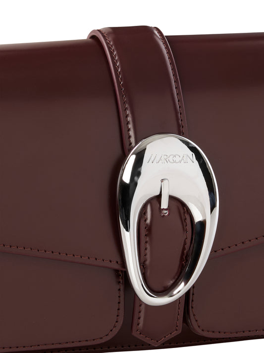 SHOULDER BAG MAROON W SILVER LOGO CLASP