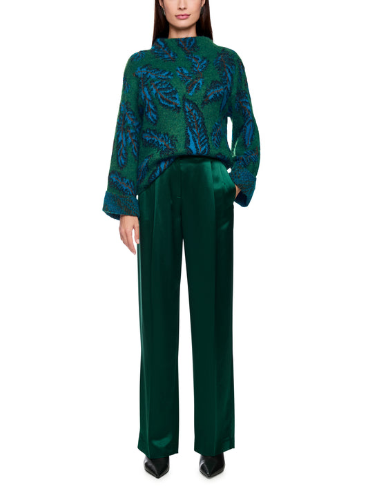 JACQUARD JADE GREEN FEATHER MOFIT SWEATER