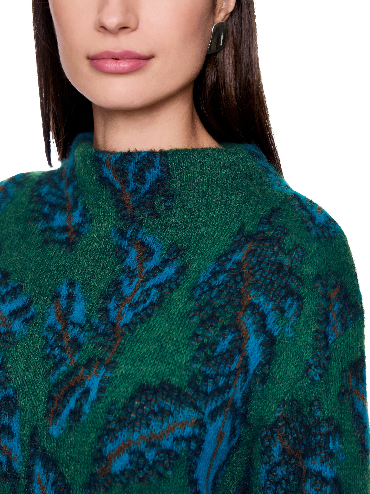 JACQUARD JADE GREEN FEATHER MOFIT SWEATER