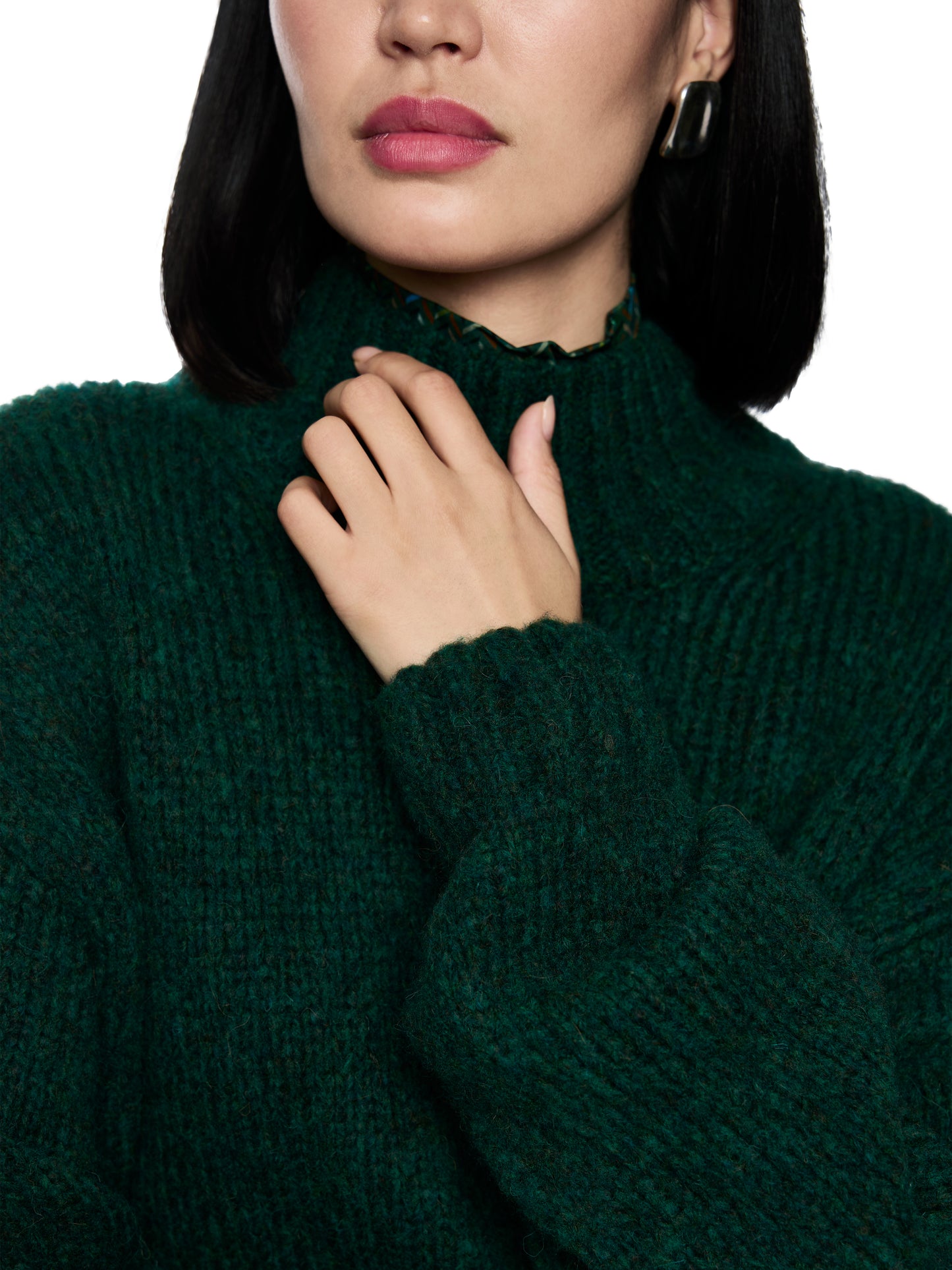 FUNNEL NECK SWEATER DK JADE GREEN