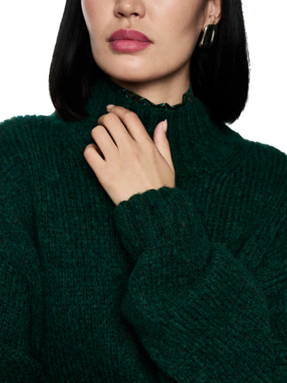 FUNNEL NECK SWEATER DK JADE GREEN