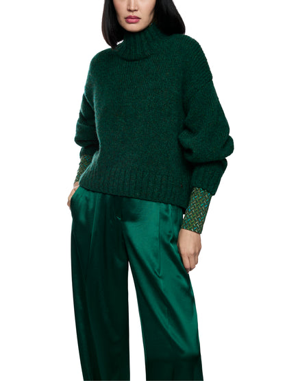 FUNNEL NECK SWEATER DK JADE GREEN