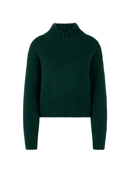 FUNNEL NECK SWEATER DK JADE GREEN
