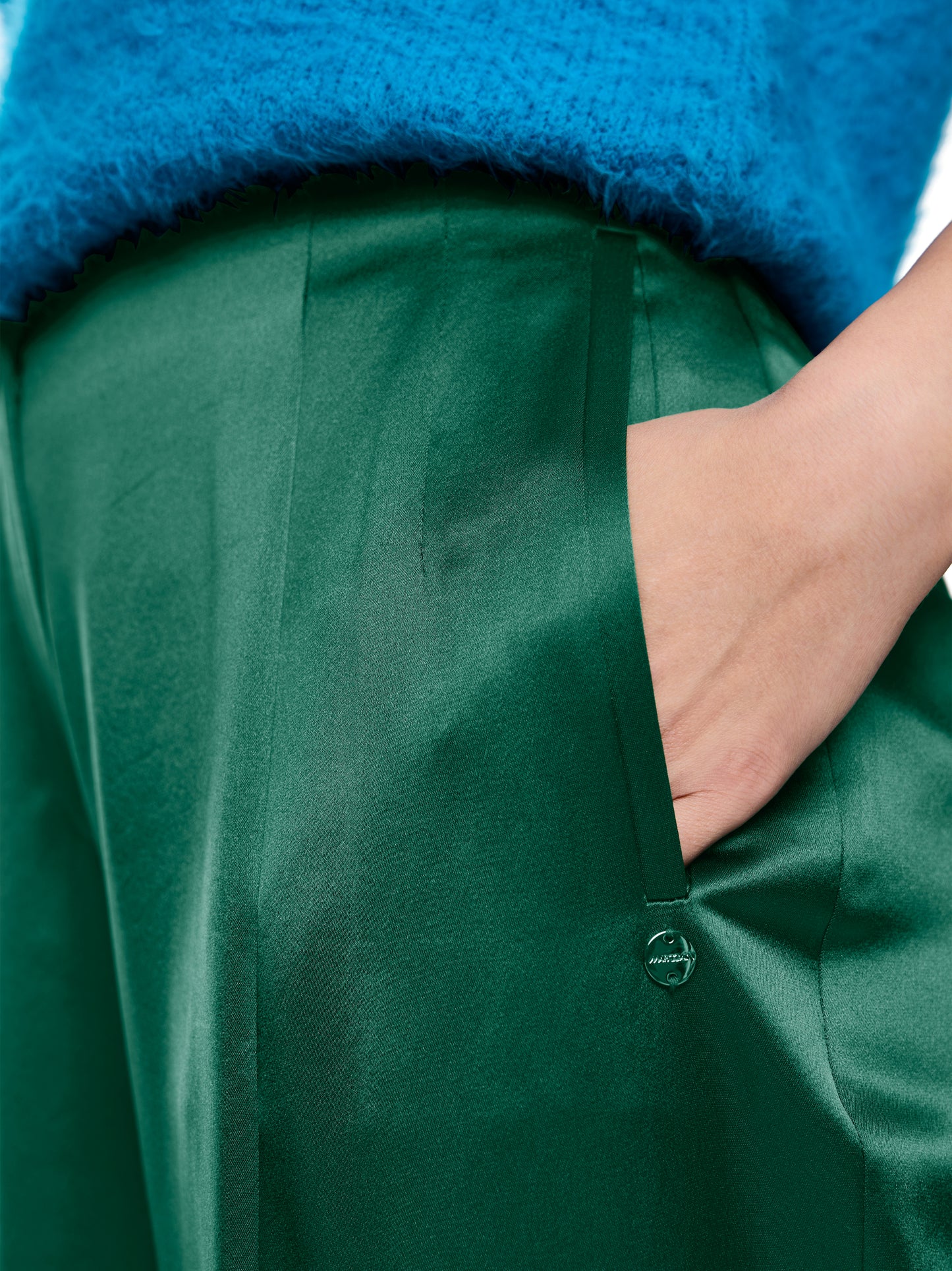 WASCO SATIN WIDE LEG TROUSERS JADE