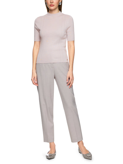 SHIMMERING LUREX CREW KNIT S/SLEEVE TOP