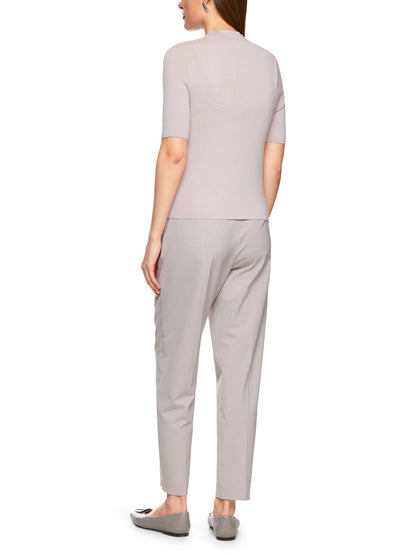 SHIMMERING LUREX CREW KNIT S/SLEEVE TOP