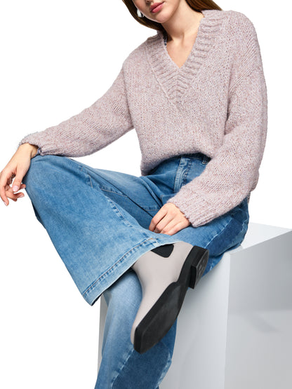 V-NECK GLITTERED CHUNKY KNIT