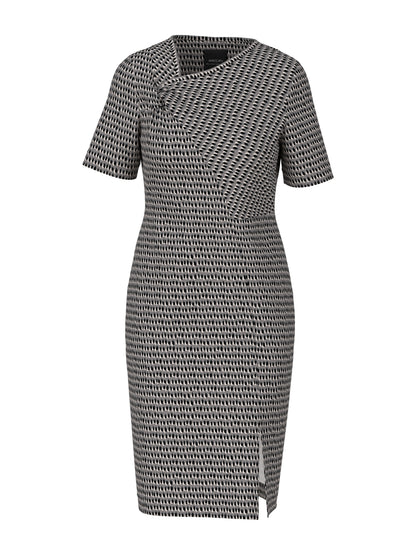 ASYMMETRICAL DRESS W  S/SLEEVES & TWISTED NECKLINE