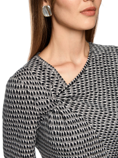 ASYMMETRICAL DRESS W  S/SLEEVES & TWISTED NECKLINE