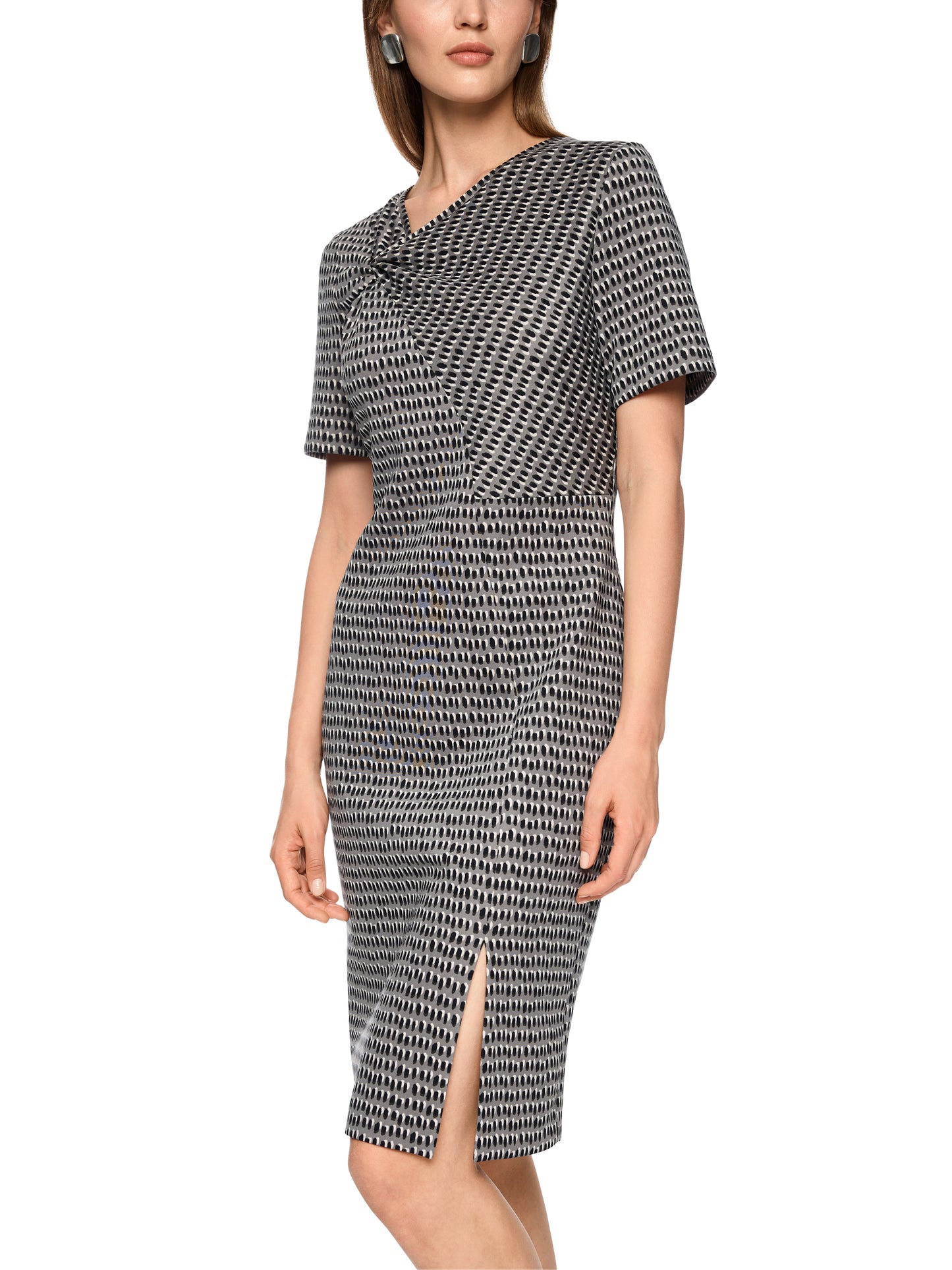 ASYMMETRICAL DRESS W  S/SLEEVES & TWISTED NECKLINE