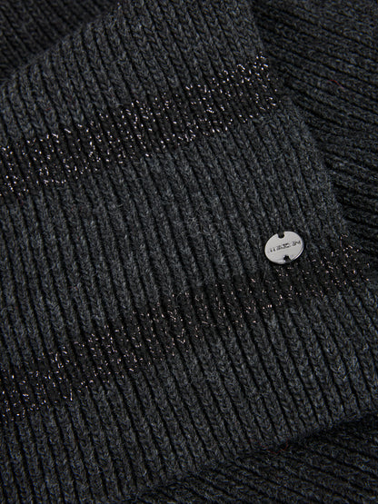 SCARF W STRIPES & LUREX THREADS SMOKE