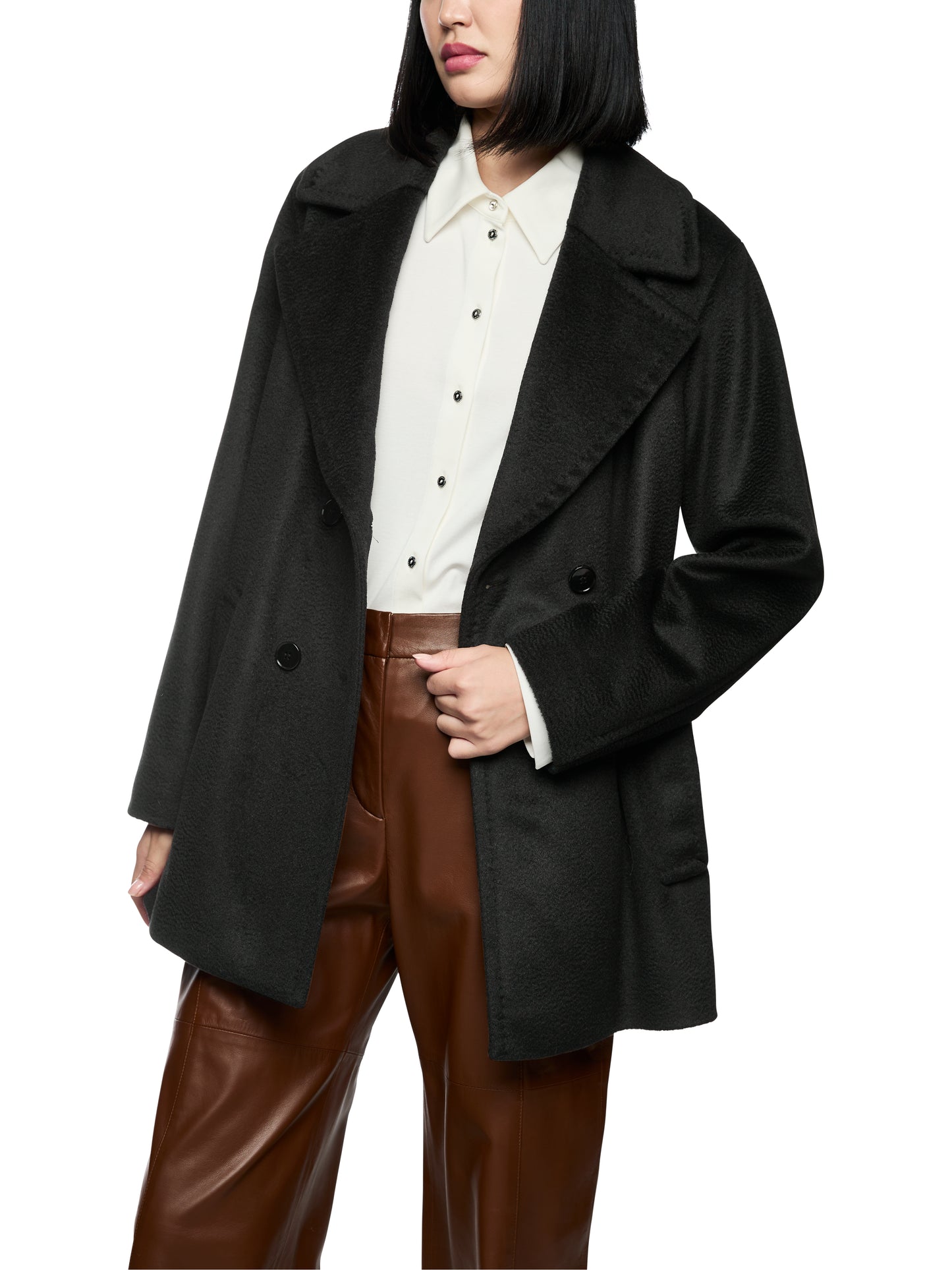 DOUBLE BREASTED OUTDOOR JACKET BLACK