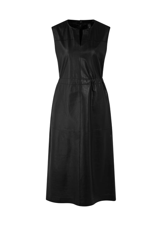 Black sleeveless dress on a white background