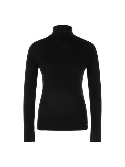 BLACK SLIM FIT RIB TURTLENECK SWEATER