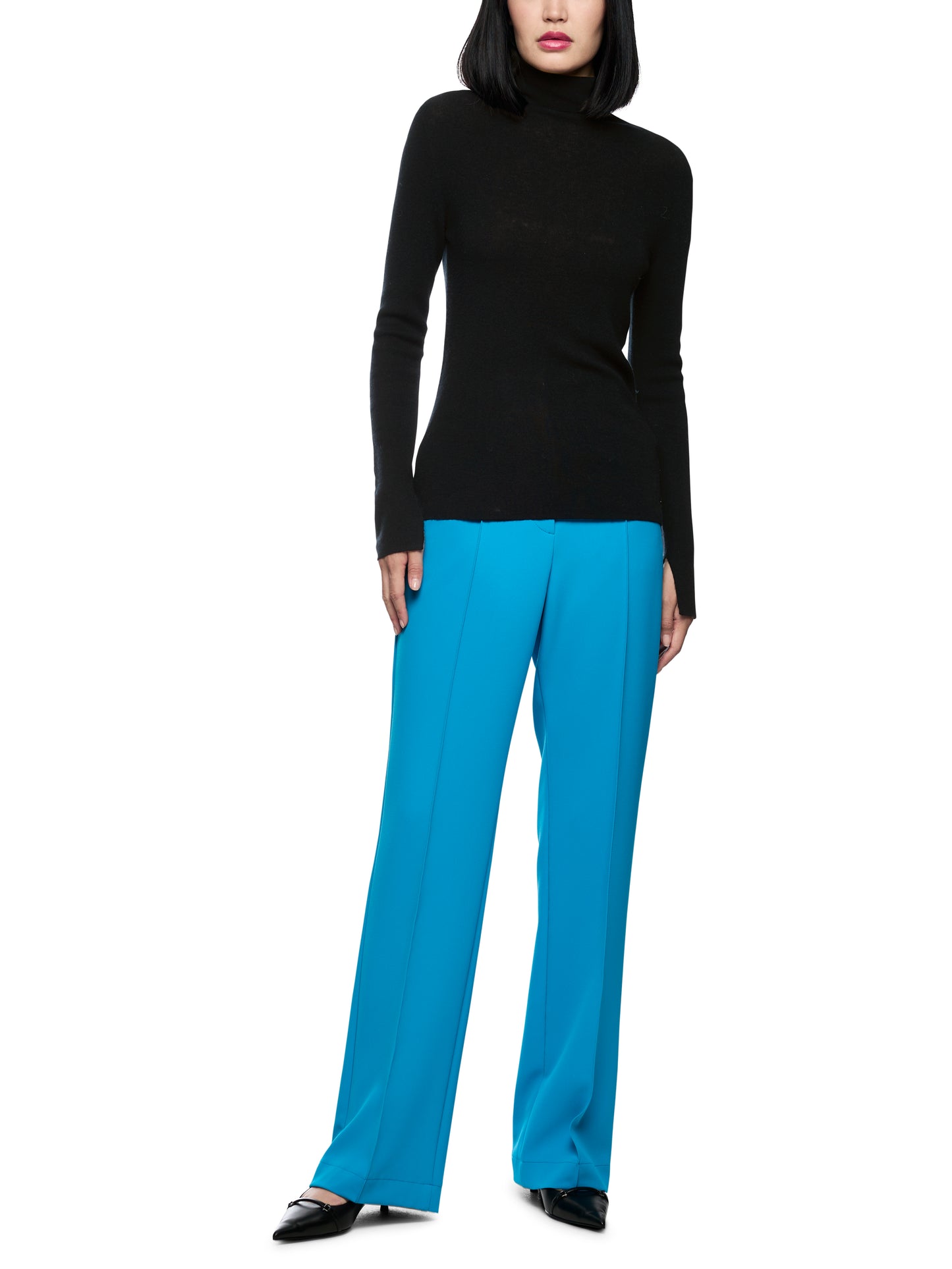 BLACK SLIM FIT RIB TURTLENECK SWEATER
