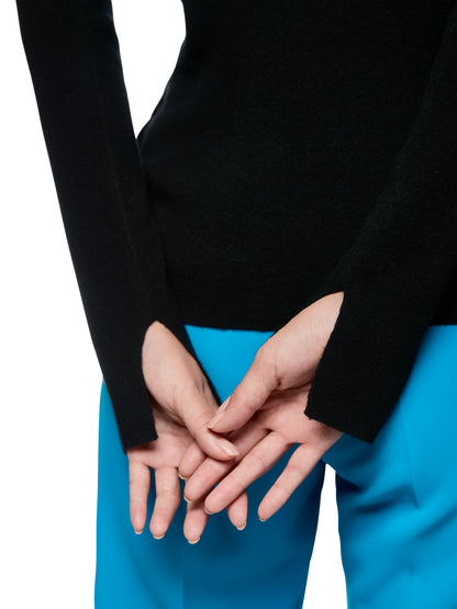 BLACK SLIM FIT RIB TURTLENECK SWEATER