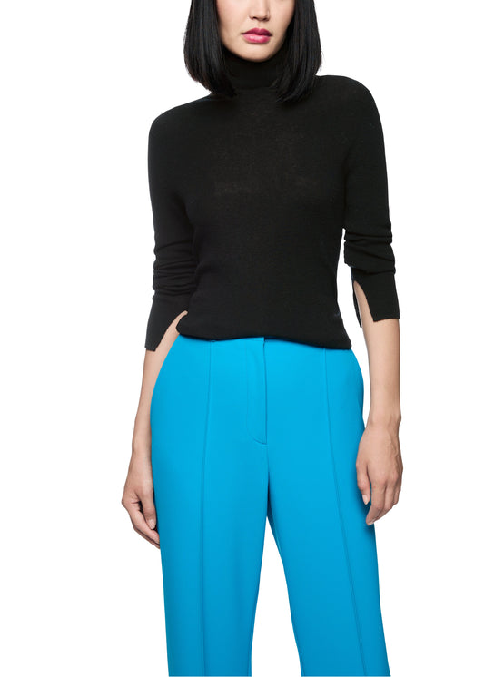 BLACK SLIM FIT RIB TURTLENECK SWEATER