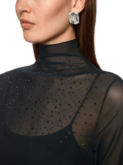 LONG SLEEVE MESH TOP W HOTFIX SPARKLES