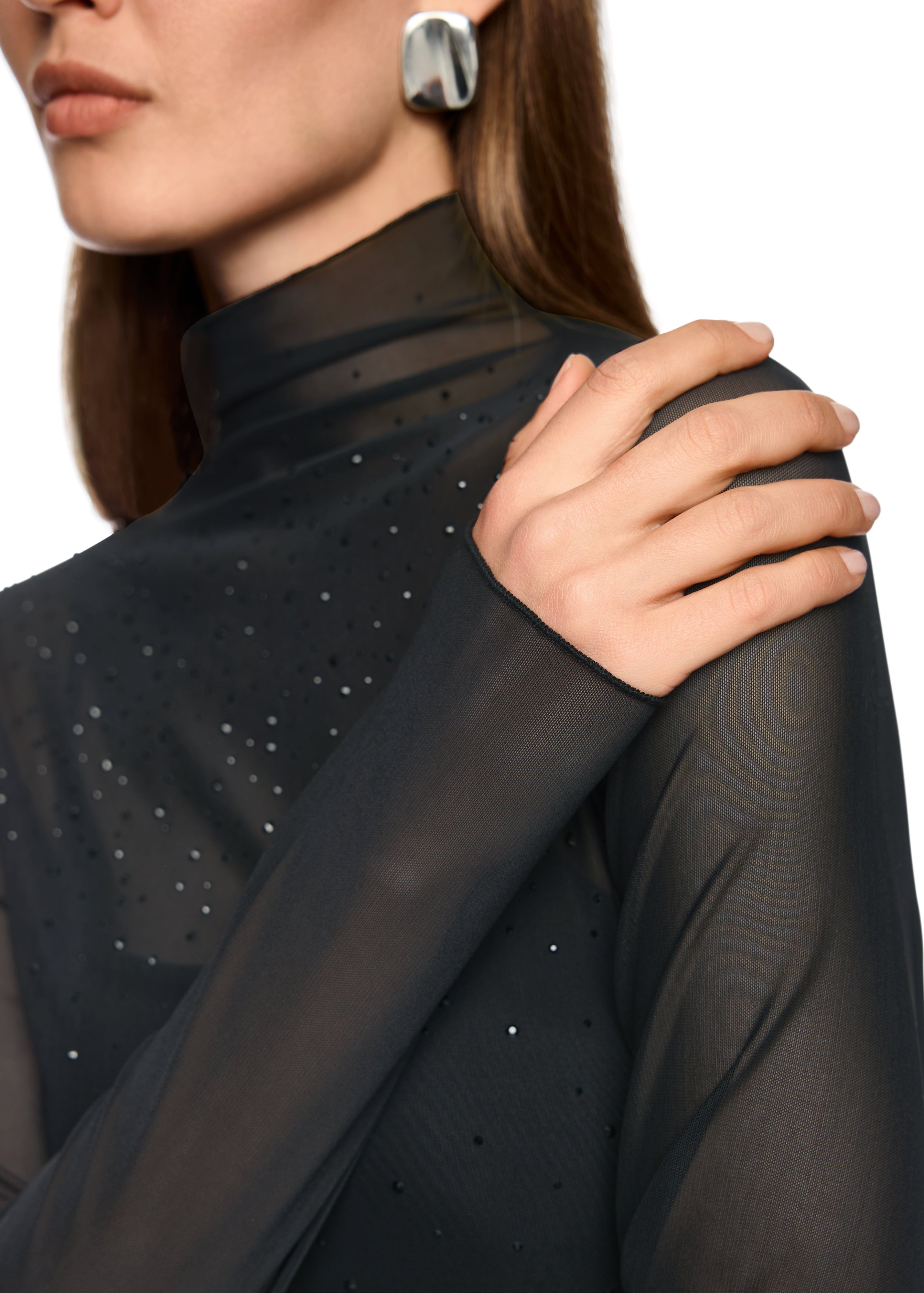 LONG SLEEVE MESH TOP W HOTFIX SPARKLES – Moya Sydney