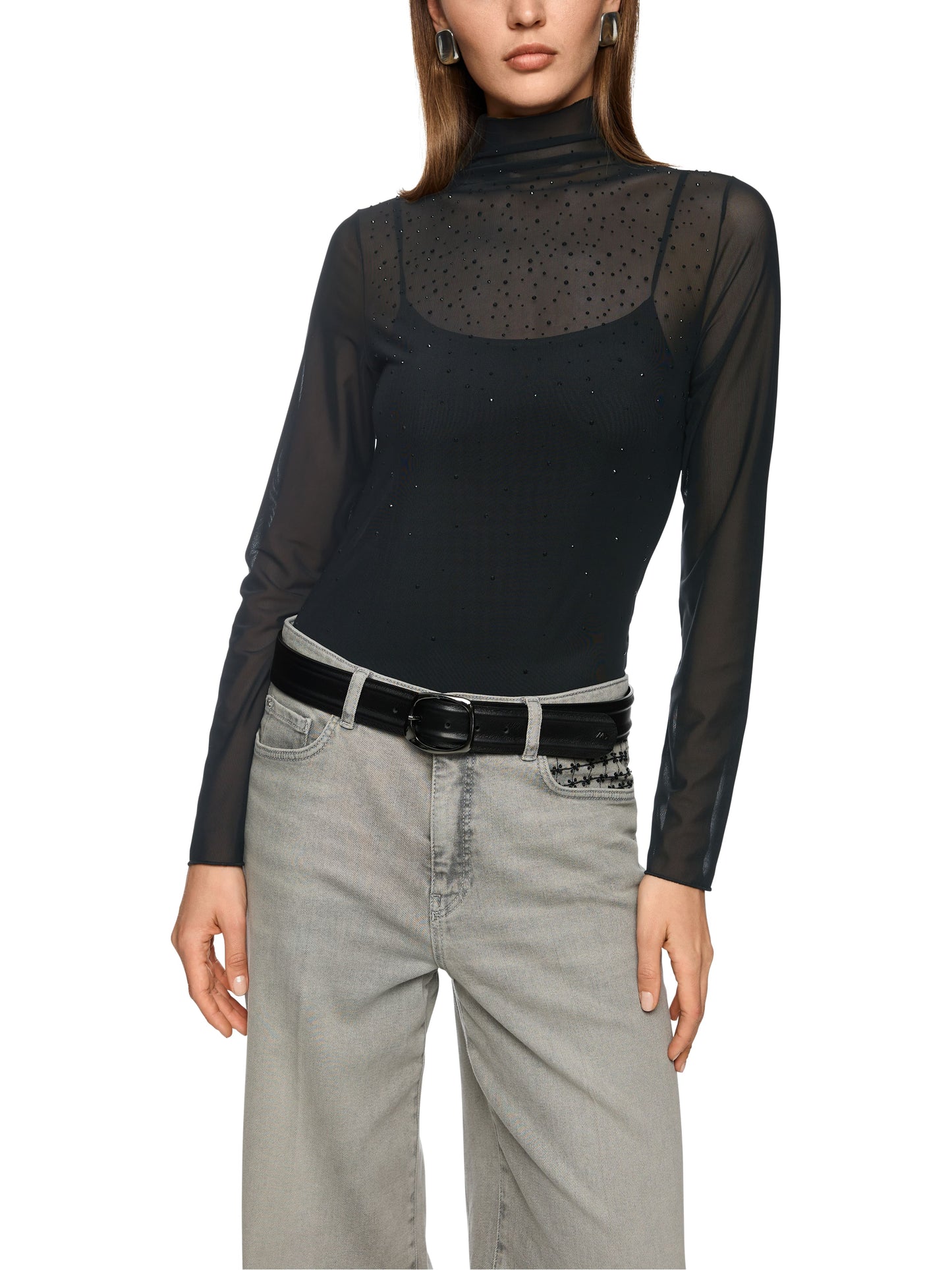 LONG SLEEVE MESH TOP W HOTFIX SPARKLES
