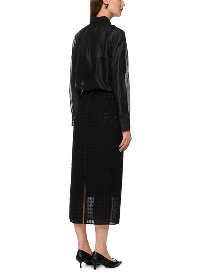 BLACK ORGANZA BLOUSE W EMBROIDERY