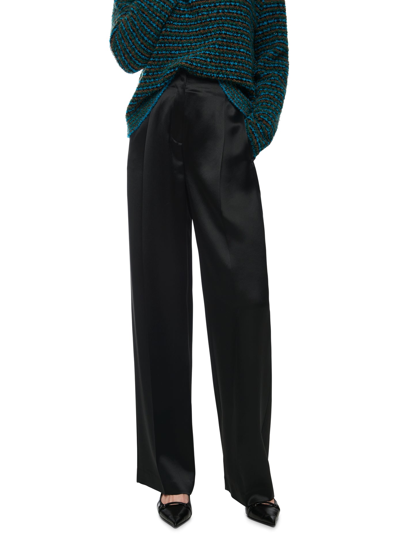 WASCO STAIN WIDE LEG BLACK TROUSERS