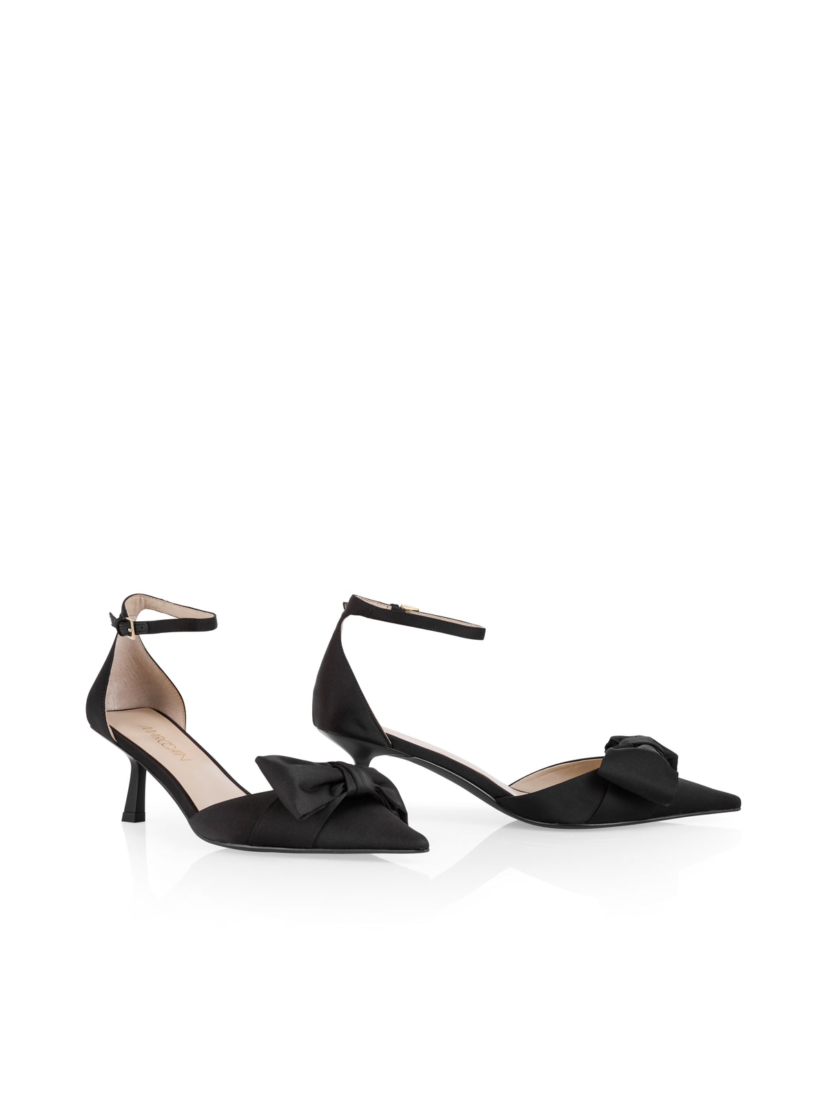 BLACK SATIN KIYYEN HEEL ANKLE STRAP
