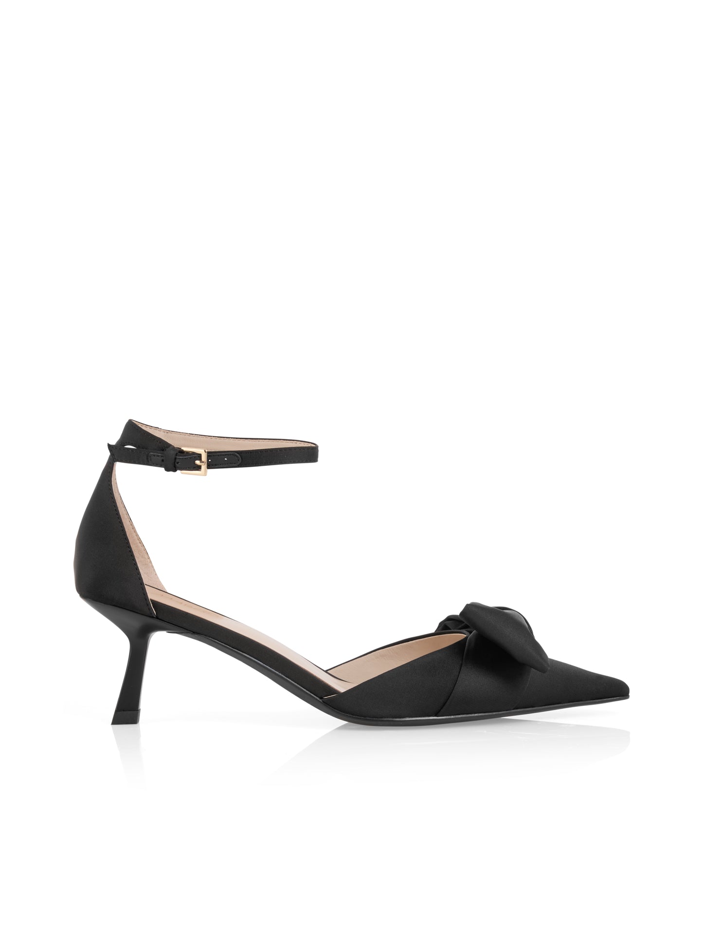 BLACK SATIN KIYYEN HEEL ANKLE STRAP