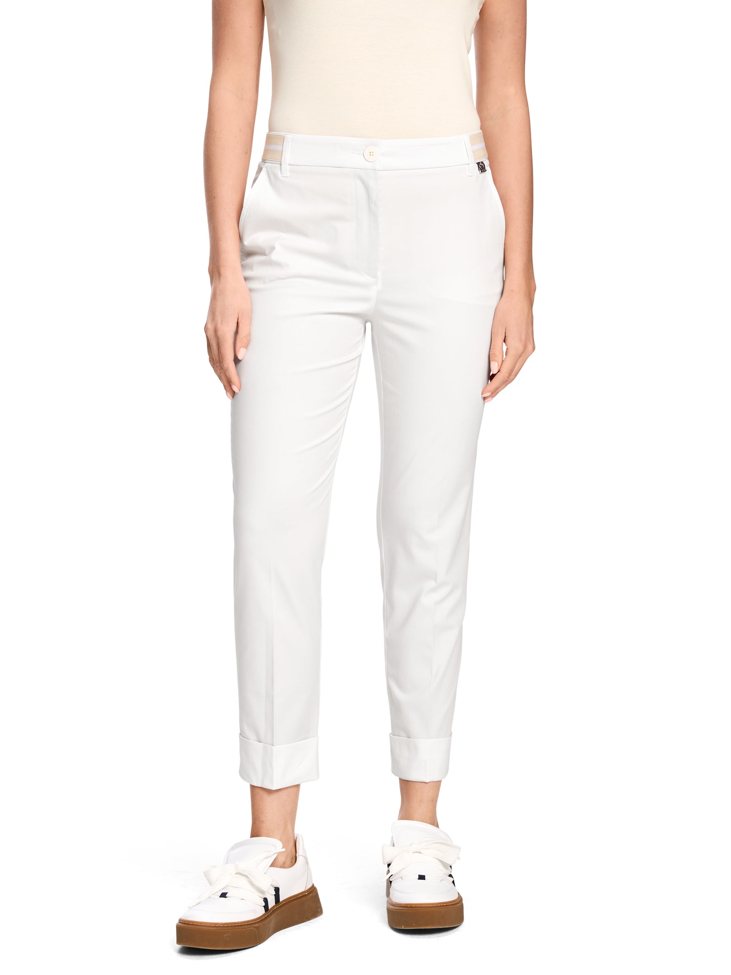 FEMININE CUFFED CROPPED TROUSERS