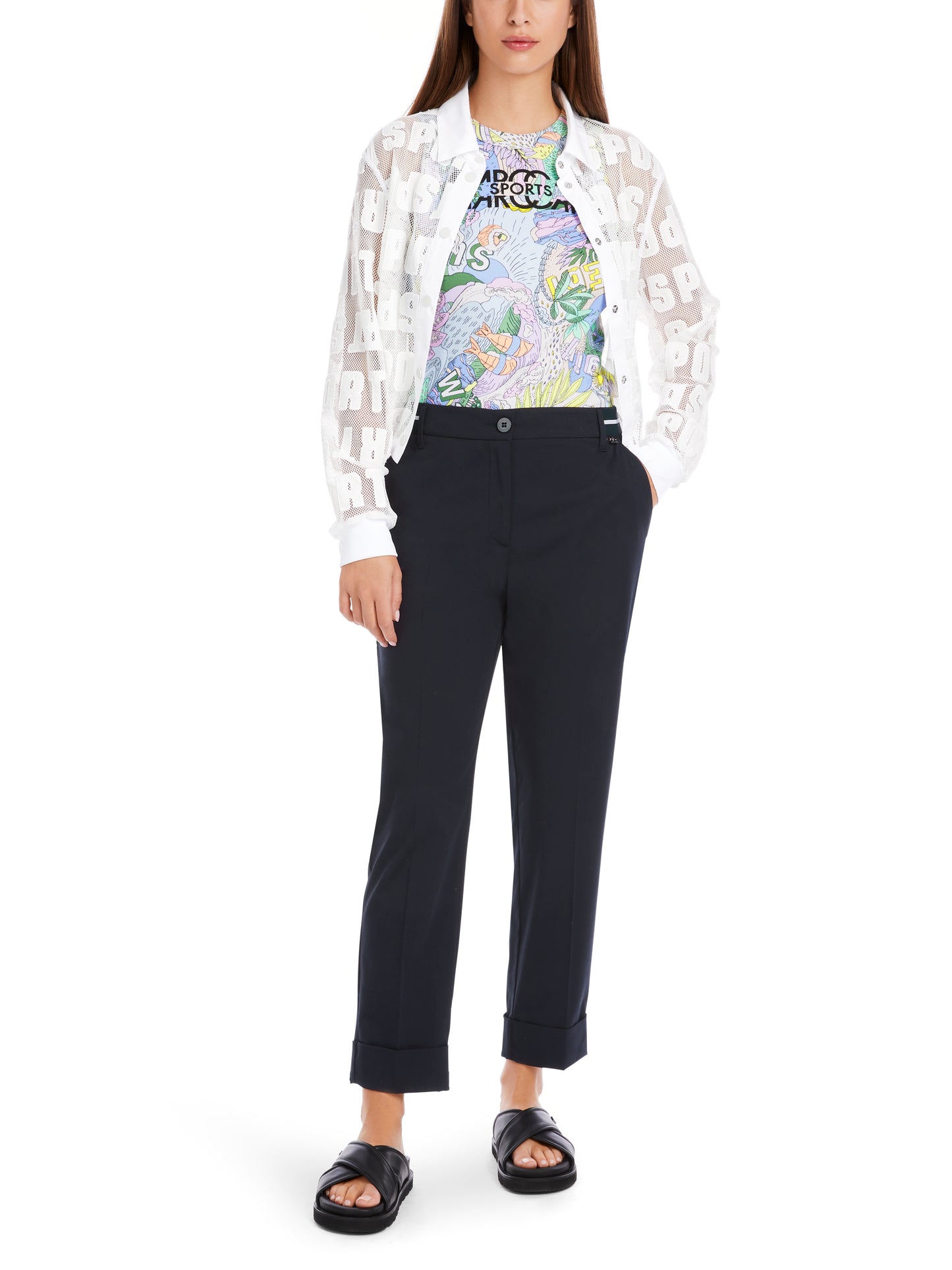 FEMININE CUFFED CROPPED TROUSERS