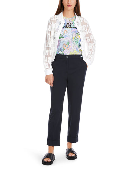 FEMININE CUFFED CROPPED TROUSERS