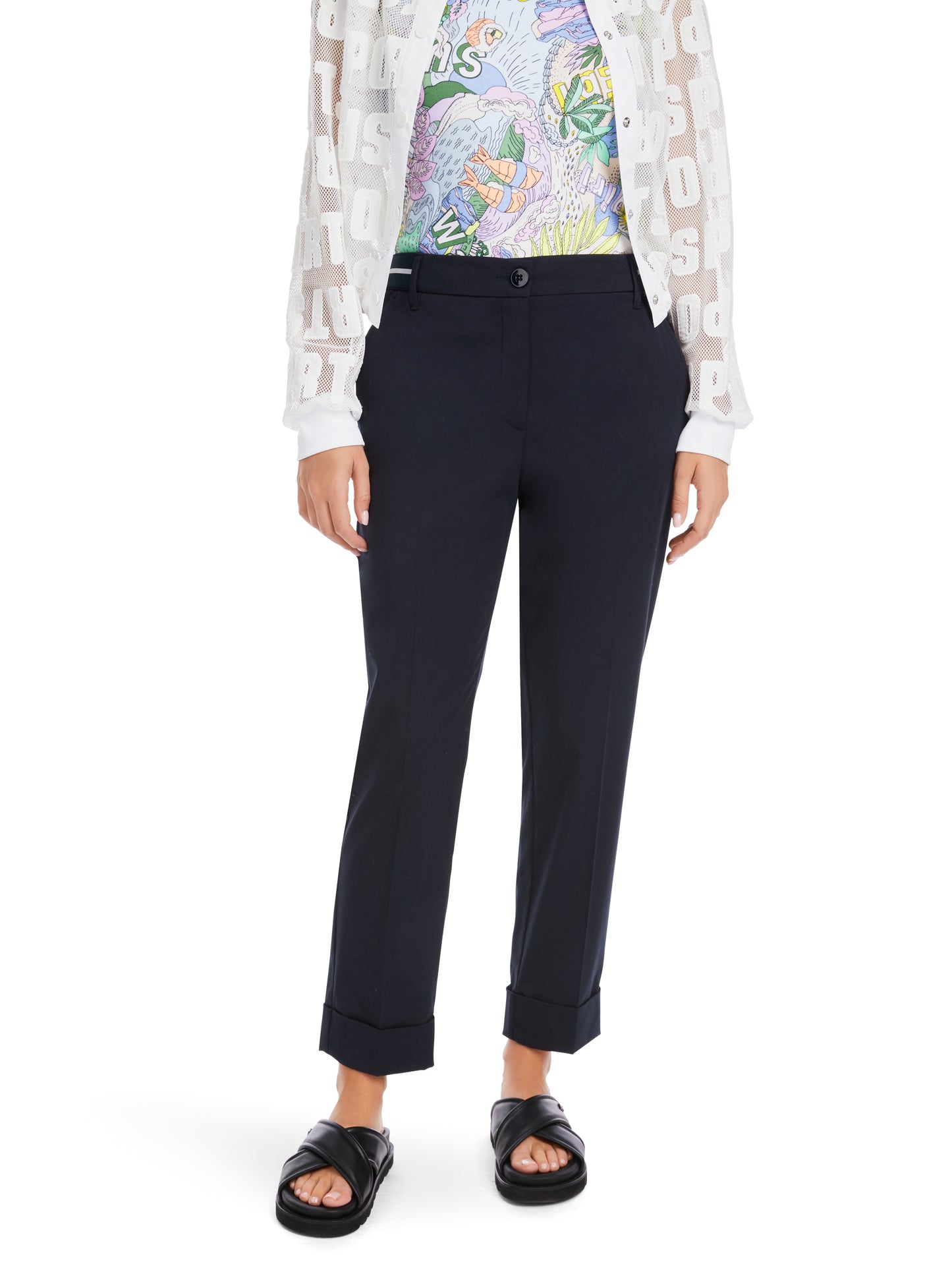 FEMININE CUFFED CROPPED TROUSERS