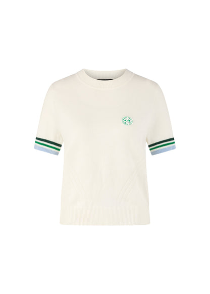Short Sleeve Crew Knit With Stripe Trim by Marc Cain - view 1