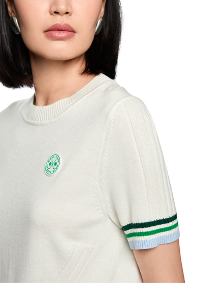 Short Sleeve Crew Knit With Stripe Trim by Marc Cain - view 4