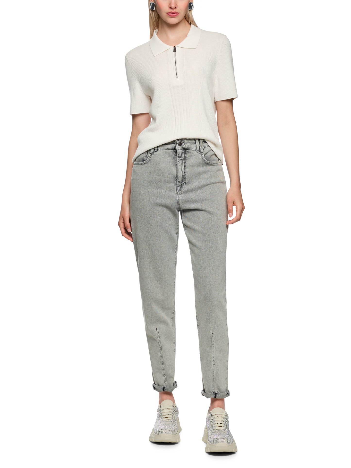 CLASSIC FIT KNITTED POLO W ZIP W ZIP OFF-WHITE