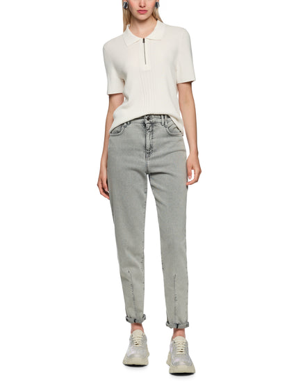 CLASSIC FIT KNITTED POLO W ZIP W ZIP OFF-WHITE