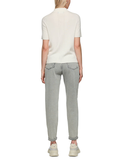 CLASSIC FIT KNITTED POLO W ZIP W ZIP OFF-WHITE
