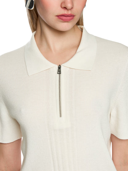 CLASSIC FIT KNITTED POLO W ZIP W ZIP OFF-WHITE