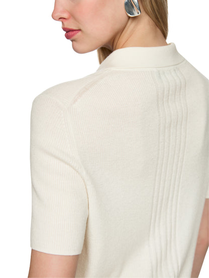 CLASSIC FIT KNITTED POLO W ZIP W ZIP OFF-WHITE