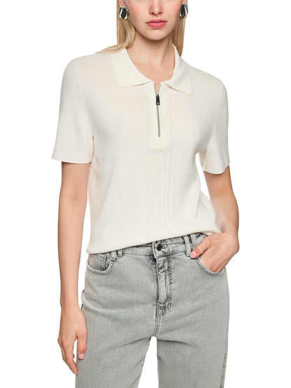 CLASSIC FIT KNITTED POLO W ZIP W ZIP OFF-WHITE