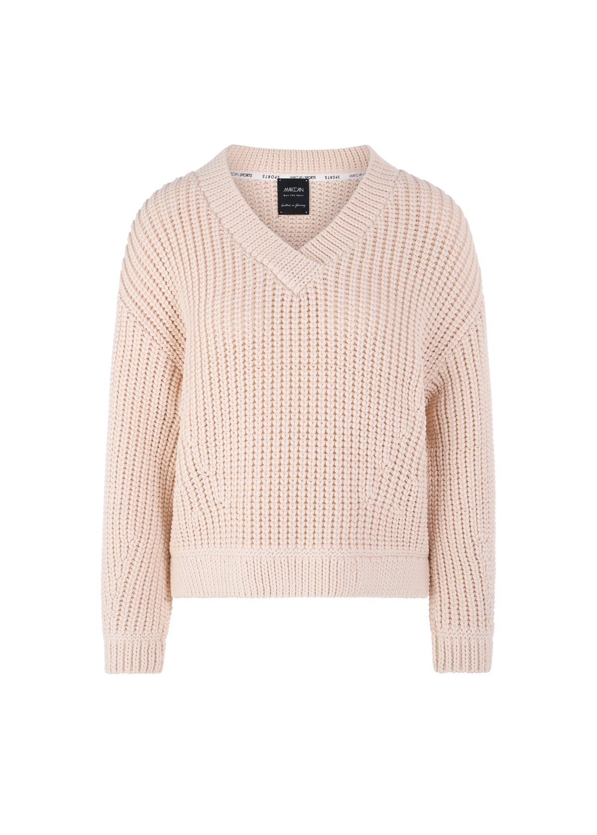 Cotton Blend V Neck Knit In Magnolia by Marc Cain - view 1