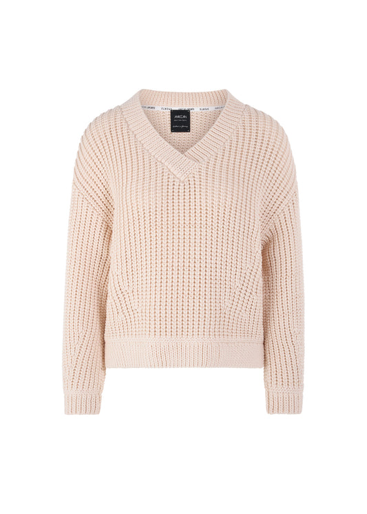 Cotton Blend V Neck Knit In Magnolia by Marc Cain - view 1