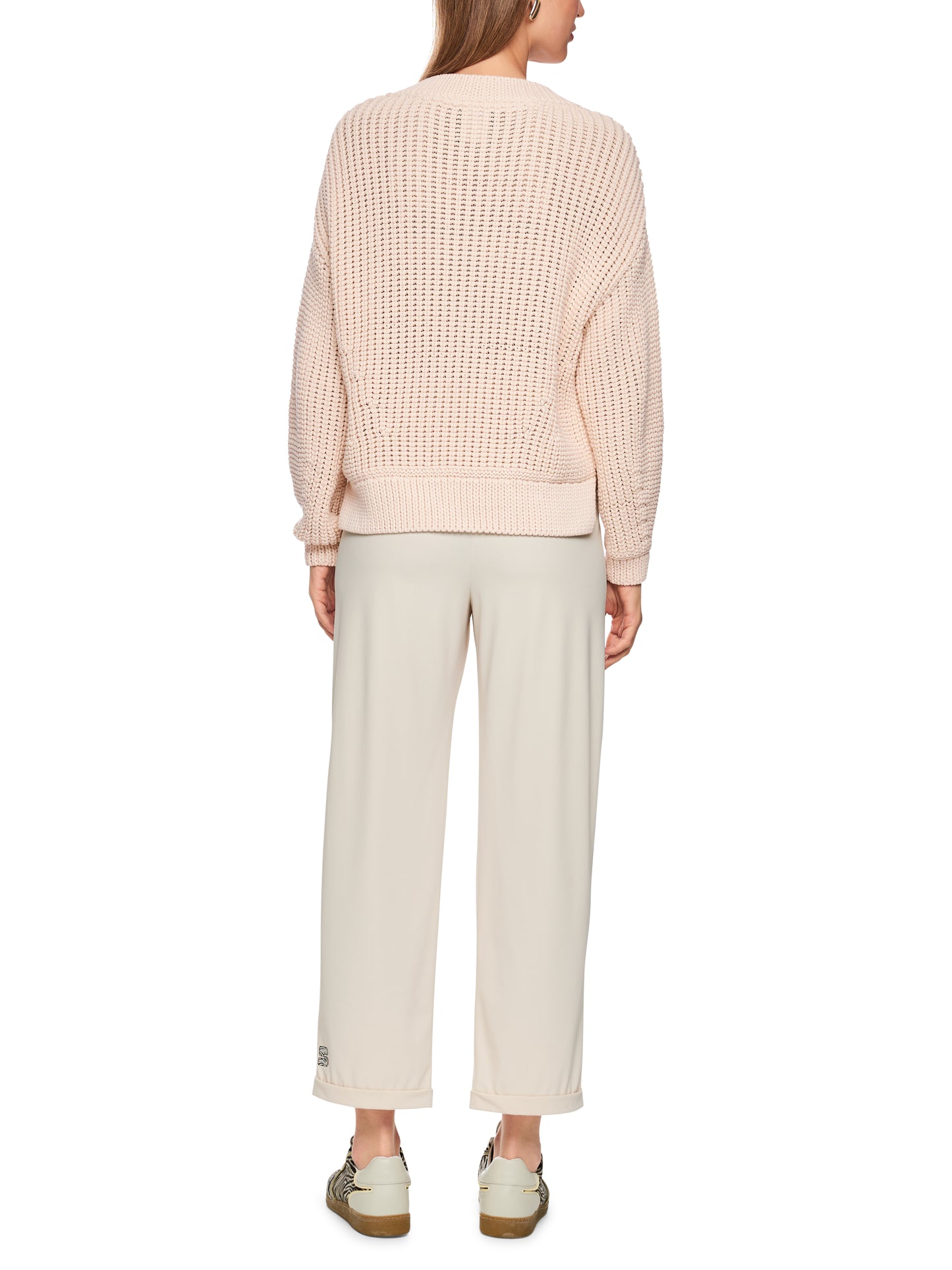 Cotton Blend V Neck Knit In Magnolia by Marc Cain - view 6