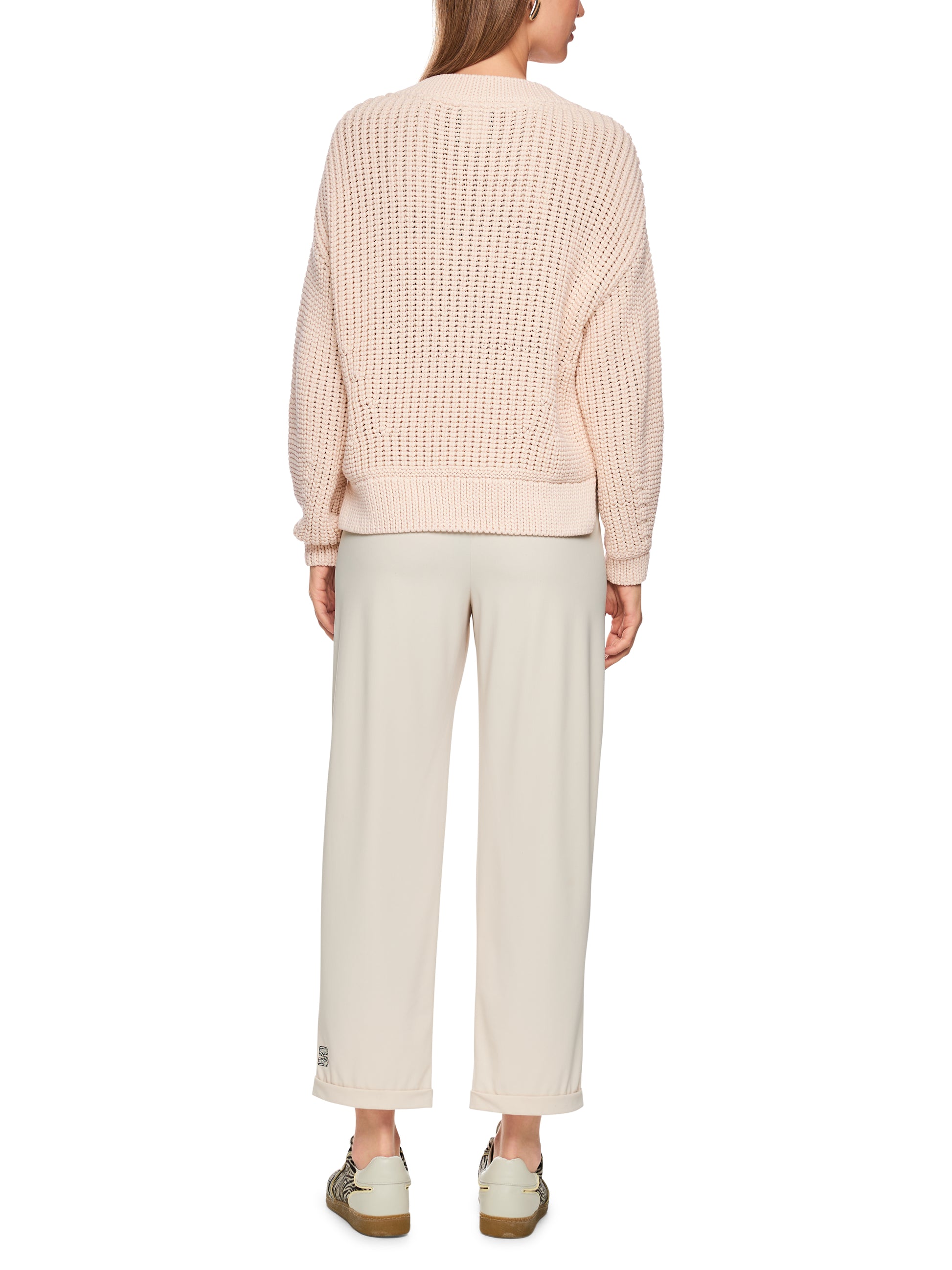 Cotton Blend V Neck Knit In Magnolia by Marc Cain - view 6
