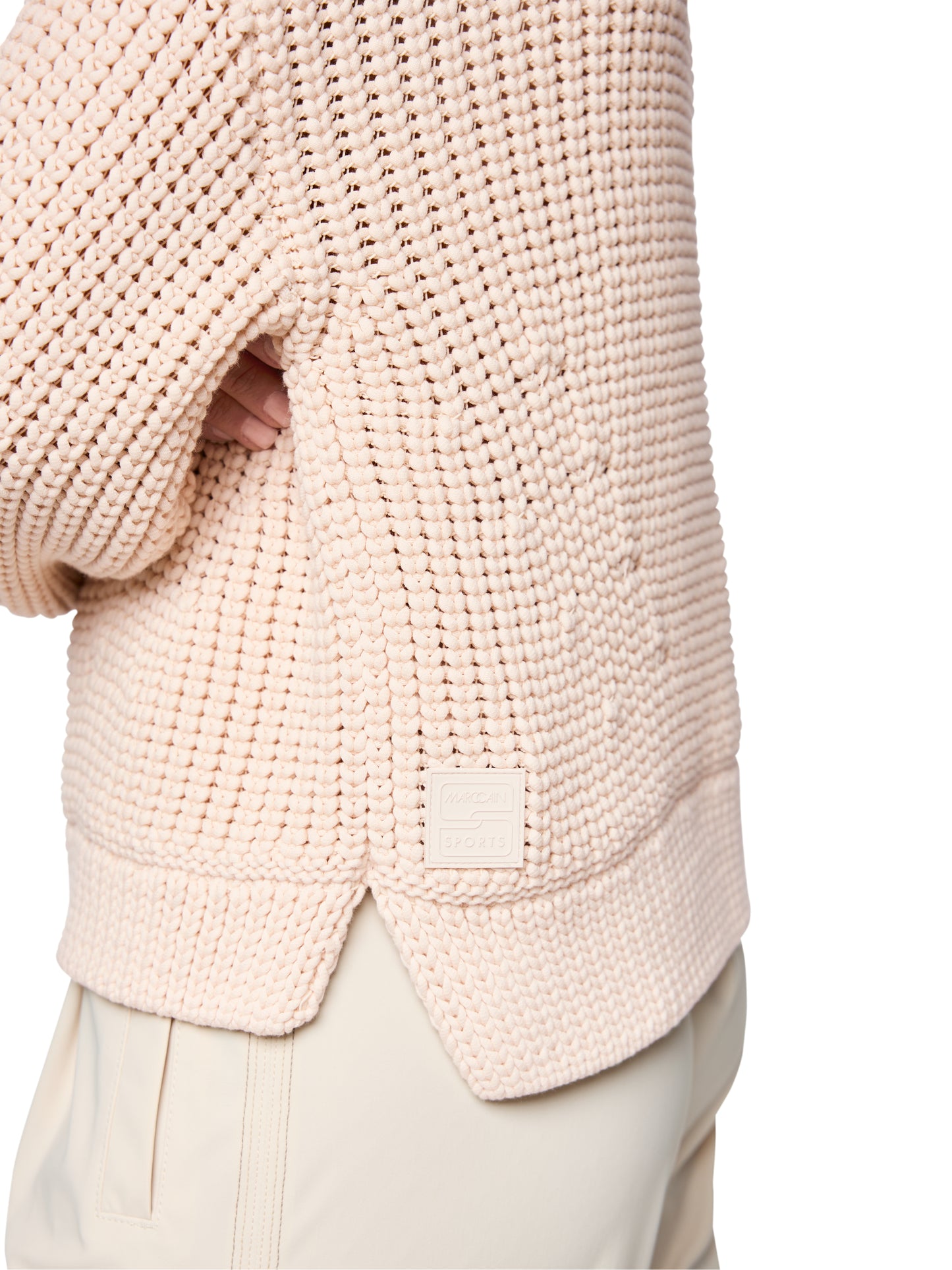 Cotton Blend V Neck Knit In Magnolia by Marc Cain - view 4